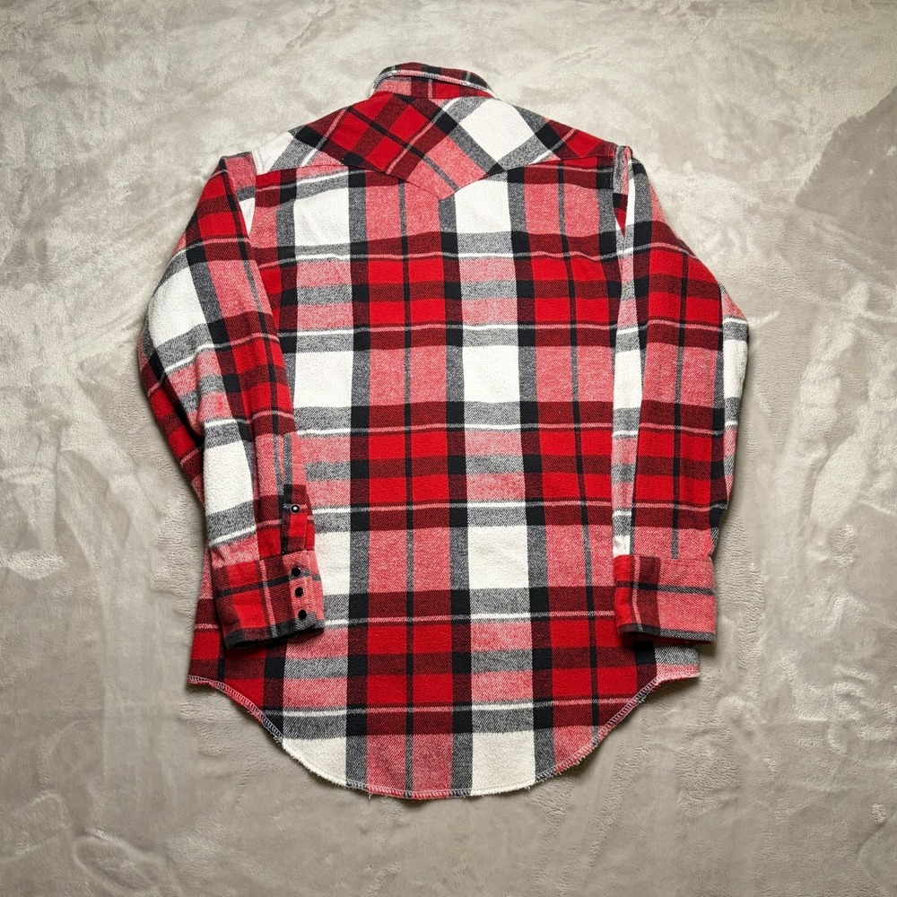 Vtg Wrangler Western Shirt Mens 16 34 Plaid Flannel Pearl Snap 90s Cowboy Rodeo - Picture 2 of 7